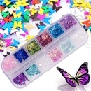 12 Color/set 3D Butterfly Nail Glitter Sequins, Kalolary Laser Butterfly Nail Sequin Acrylic Paillettes, Holographic Nail Sparkle Glitter for Nail Art Decoration Kalolary