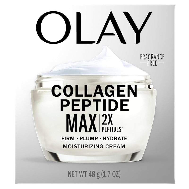 Olay Collagen Peptide MAX Face Moisturizer, Firm - Plump - Hydrate, Fragrance Free Cream with Vitamin B3, 1.7 oz - Infinity Warehouse