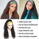 Eooma Curly Headband Wig Human Hair Wigs for Black Women (20 inch) Brazilian Curly None Lace Front Wigs Human Hair Scarf No Gel Glueless Remy Hair Wig Eooma