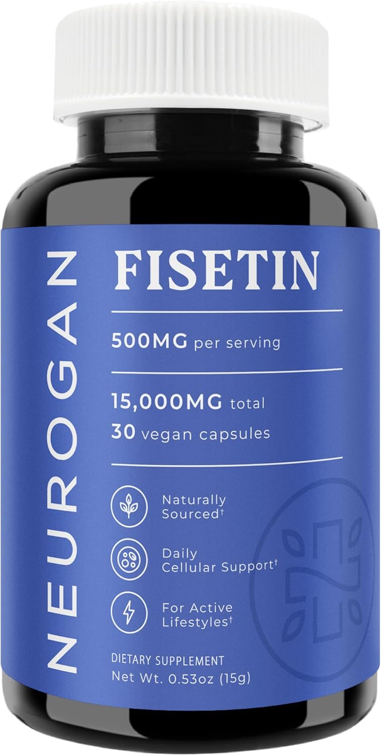 Neurogan Fisetin Supplement 500MG - 30 Count 98% Pure | Healthy-Aging & Brain Health Fisetin Capsules | Brain Supplements for Memory and Focus, Senolytic Support | Natural Polyphenols, Non-GMO Infinity Warehouse