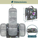 PAVILIA Hanging Toiletry Bag for Women Men, Travel Toiletry Bag Organizer for Toiletries, Cosmetics, Makeup Bag with Mesh, Water Resistant Pockets (Floral Grey) PAVILIA