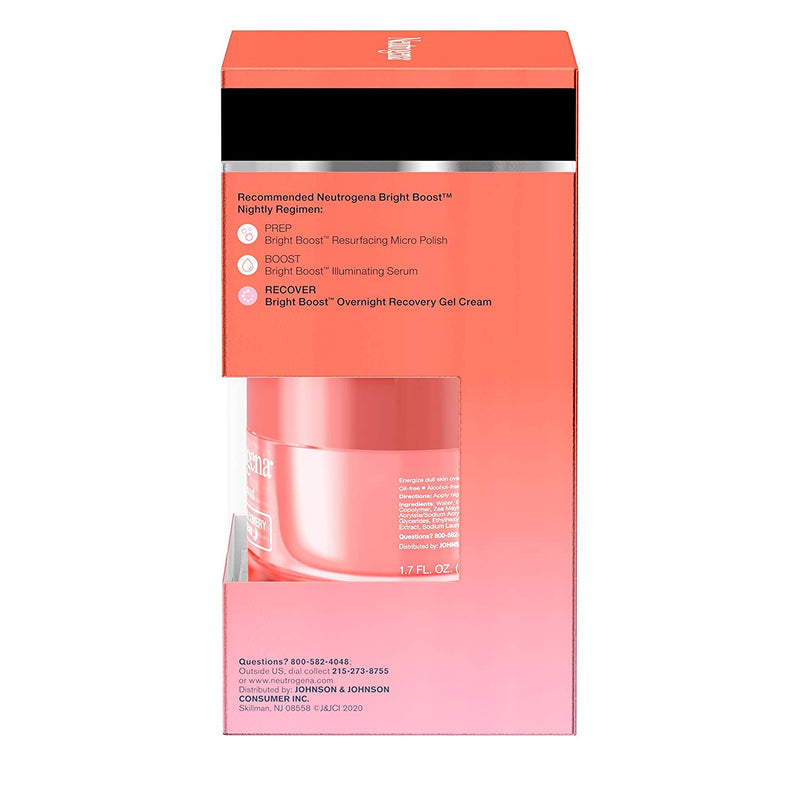 Neutrogena Bright Boost Overnight Recovery Gel Cream with Neoglucosamine, Brightening Nighttime Moisturizer, Oil-Free & Non-Comedogenic, 1.7 oz Neutrogena