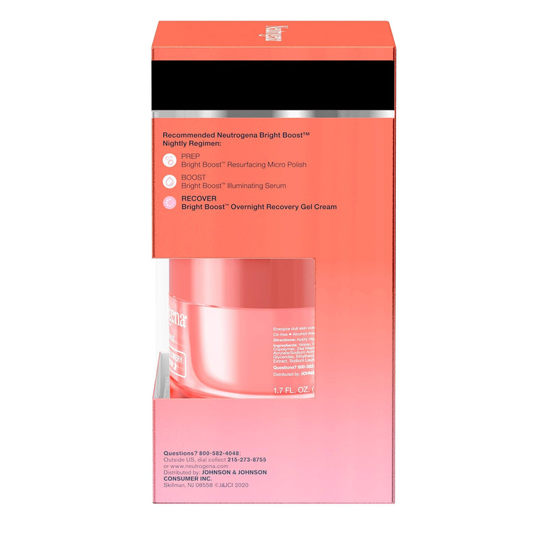Neutrogena Bright Boost Overnight Recovery Gel Cream with Neoglucosamine, Brightening Nighttime Moisturizer, Oil-Free & Non-Comedogenic, 1.7 oz Neutrogena