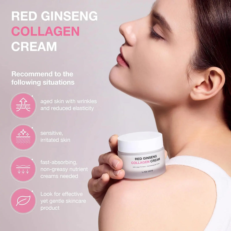 Donginbi LAB 1899 Red Ginseng Collagen Cream - Multi Elasticity, Vegan, Facial Moisturizer, Improved Skin Density & Barrier with Antioxidant Ginsenosides, Korean Skin Care, 1.69 floz Infinity Warehouse