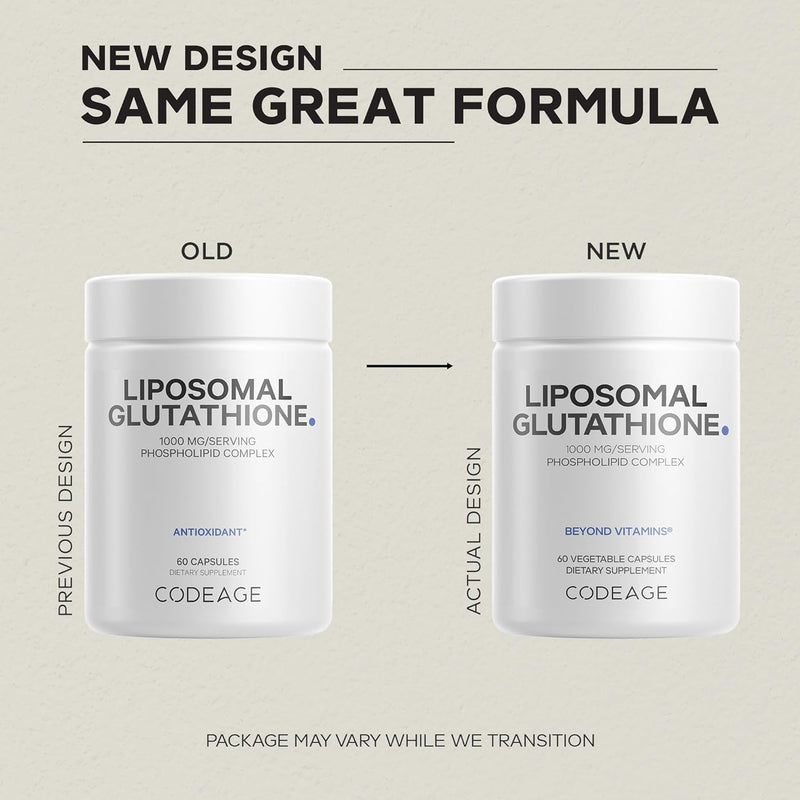 Codeage Liposomal Glutathione 1000 mg Supplement, High-Potency Reduced L-Glutathione - Liposomal Delivery - Phospholipids - Non-GMO, Gluten-Free - 60 Capsules Infinity Warehouse