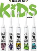 Made by Dentists Kids Electric Toothbrush - Rechargeable Vibrating Toothbrush with Timer, Includes 6 Replacement Heads, Gently Cleans Teeth, Kid & Toddlers Age 2+, Monster Infinity Warehouse