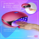 Professional UV LED Nail Lamp 48W - Salon/Home Use Dryer for Nail Polish - 4 Timer Modes - Manicure and Pedicure Compatible Gel Nail Polish Curing Lamp - LCD Display | Bonus 5 Finger Clips - Pink Magic UV