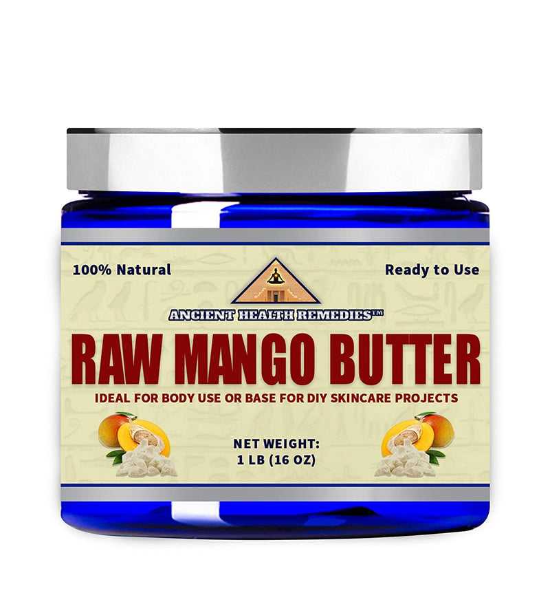 Organic Unrefined Raw MANGO BUTTER JAR/BLOCKS Bulk, Light Mango Aroma, Non-Greasy Base for Beauty, Skin Moisturizing, DIY Base for Body Butter & Hand Creams (1 LB) ANCIENT HEALTH REMEDIES