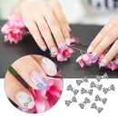 AUEAR, Charming 3D Nail Art Charms Bow Tie Rhinestones Crystal Pendant Decals DIY Decoration for Women Girls Nail Art Beauty Design Jewelry Craft (Silver, 40 Pack) AUEAR