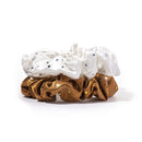 Slip Silk Crystal Large Scrunchies Stardust Collection (White, Bronze) - 100% Pure 22 Momme Mulberry Silk Scrunchies for Women - Hair-Friendly + Luxurious Elastic Scrunchies Set (2 Scrunchies) SLIP