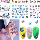 Comdoit Butterfly Nail Art Stickers Water Transfer Nail Decals Flowers Butterfly Designs for Nails Supply Watermark DIY Colorful Butterflies Nail Art Foils for Nails Design Manicure Tips Decor(12Pcs) Comdoit