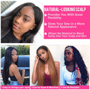 UNice Straight Silk Base Fake Scalp Human Hair T-Part Lace Closure Wigs for Black Women, Brazilian Virgin Hair Middle Part Wig Pre Plucked with Baby Hair 150% Density 14inch UNICE Store