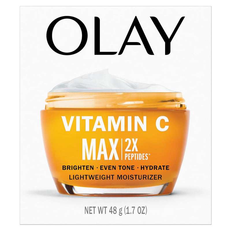 Olay Vitamin C MAX Face Moisturizer, Brightening Cream for Women, Hydrating, Evens Tone, Dark Spot & Hyperpigmentation Reduction, Glowing Skin Care - Niaciniamide, Peptides 1.7 Oz Infinity Warehouse