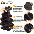 QTHAIR 12A Brazilian Body Wave Bundles with T Part Lace Closure 100% Unprocessed Brazilian Virgin Hair 3 Bundles with 4x1 Middle Part Closure(12 14 16+10) Human Hair Bundles with Closure QTHAIR