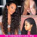 Transparent Lace Front Wigs Human Hair Wigs For Black Women T Shape Water Wave Lace Front Wigs Human Hair Middle Part Deep Wave Lace Front Wig 150% Density Pre Plucked With Baby Hair. Wonder Girl Store