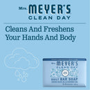 Mrs. Meyer's Clean Day Bar Soap, Use as Body Wash or Hand Soap, Cruelty Free Formula Made with Essential Oils, Rain Water Scent, 5.3 oz, 4 Bars MRS. MEYER'S CLEAN DAY