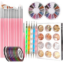 Nail Pen Designer, Teenitor Stamp Nail Art Tool with 15pcs Nail Painting Brushes, Nail Dotting Tool, Nail Foil, Manicure Tape, Color Rhinestones for Nails Teenitor