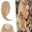 Hairro Clip in Wave Side Bangs Extensions 100% Human Hair 2PCS Dark Blonde Clip on Middle Part French Bangs Thin Sides Swept Fringe Hairpieces