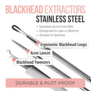 The Good Stuff Black Head Removal Tools with Mirrored Travel Case, 5 pcs Kit, Black The Good Stuff