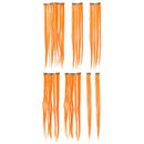 SWACC 7 Pcs Full Head Party Highlights Clip on in Hair Extensions Colored Hair Streak Synthetic Hairpieces (22-Inch Straight, Orange) SWACC