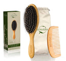 Bristle Hair Brush for Men's and Women's Hair - Boars Hair Brush for Thick Thin Curly Fine Hair - Detangling Brush Set with Wooden Hairbrush Bamboo Comb and Travel Bag Sonvera