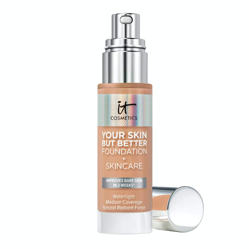 IT Cosmetics Your Skin But Better Foundation + Skincare, Medium Cool 34 - Hydrating Coverage - Minimizes Pores & Imperfections, Natural Radiant Finish - With Hyaluronic Acid - 1.0 fl oz It Cosmetics