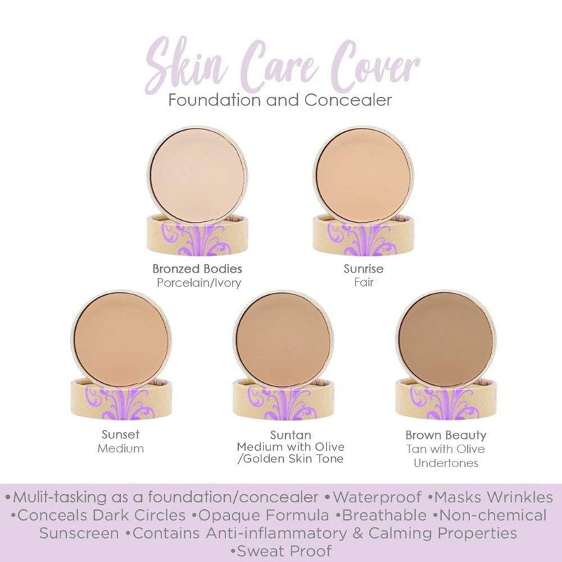 SkinCare Cover-Natural Waterproof Full Coverage Vegan, Cruelty-Free Foundation Concealer. 0.60 oz No Parabens, Gluten,Fragrance. (Bronzed Bodies) SWEET LEILANI