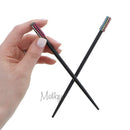 Set of 2 Hair Sticks Chopsticks with Colored Studded Tops - Black Multi Motique Accessories