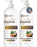 Salicylic Acid Body Wash - Skin Non-drying, Gentle Exfoliates Rough and Bumpy Skin, Body Acne Wash, BHA & AHA - Unscented Exfoliating Body Wash, Made in USA - (16 fl oz x 2) Infinity Warehouse