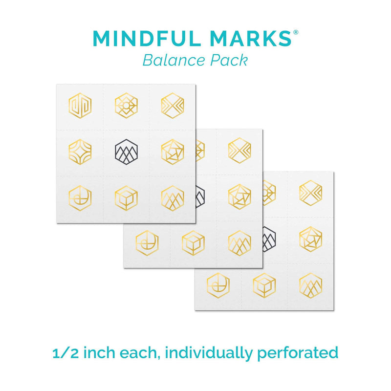 LumenKind, Mindful Marks (Gold) 31 Tiny Temp Tattoo Mindfulness Stickers - Wearable Reminders for your Intentions. Choose your Focus - Set your Intention - Renew your Commitment LUMENKIND