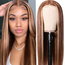 UNice Hair Ombre Blonde Highlight Lace Front Human Hair Wig for Black Women Brazilian Remy Hair Straight Long 13x4 Lace Front Brown Blonde Mixed Colored Wig Pre Plucked with Baby Hair 18 inch UNICE Store