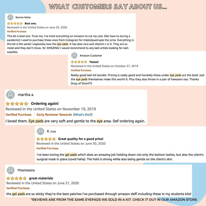 Under Eye Gel Pads - Lint Free Eye Pads for Lash Extensions with Aloe Vera Hydrogel Eye Patches, Eyelash Extension Supplies & Beauty Tools, Fit Most Eye Shape, Stick Well - Under Eye Pads DROP OF DIVINITI