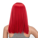 SWACC 14-Inch Short Straight Middle Part Hair Wig Medium Length Synthetic Heat Resistant Wigs for Women with Wig Cap (Red) SWACC