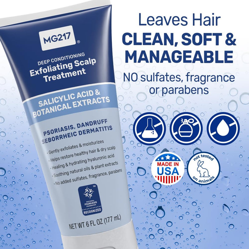 MG217 Deep Conditioning Salicylic Acid Scalp Care for Psoriasis, Exfoliating and Hydrating Formula, Sulfate-Free, Paraben-Free, Cruelty-Free, Fragrance-Free, 6 fl oz Infinity Warehouse