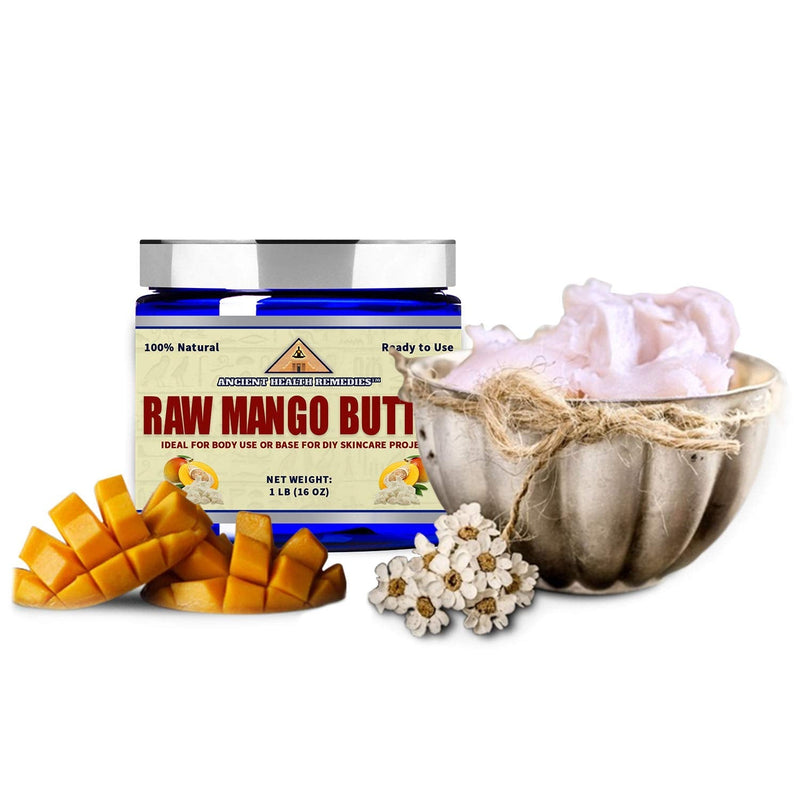 Organic Unrefined Raw MANGO BUTTER JAR/BLOCKS Bulk, Light Mango Aroma, Non-Greasy Base for Beauty, Skin Moisturizing, DIY Base for Body Butter & Hand Creams (1 LB) ANCIENT HEALTH REMEDIES