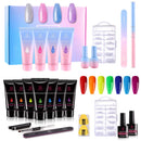 Makartt Poly Nail Extension Gel Kit Rainbow Color with Jelly Glitter Poly Nail Extension Gel Kit Bundle Makartt