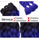 Ombre Jumbo Braiding Hair 24 inch Jumbo Braid Hair Extensions Jumbo Box Braids Crochet Hair Long for Women Kids DIY High Temperature Synthetic Fiber 2 Tones Black+ Dark Blue 3 Bundles Benehair