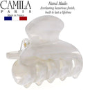 Camila Paris CP3071 French Hair Clips for Women, Handmade, White, Small, Girls Hair Claw Clips Jaw, Durable Styling Hair Accessories for Women, Strong Hold No Slip Grip, Made in France Camila