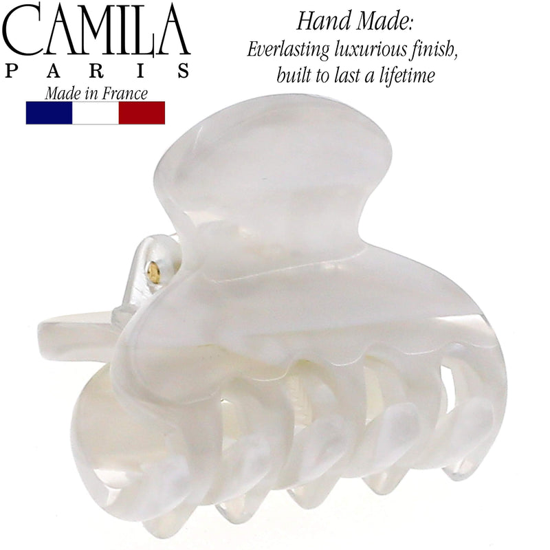 Camila Paris CP3071 French Hair Clips for Women, Handmade, White, Small, Girls Hair Claw Clips Jaw, Durable Styling Hair Accessories for Women, Strong Hold No Slip Grip, Made in France Camila