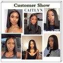 Straight 4x4 Lace Closure Short Bob Wigs 100% Unprocessed Human Hair Lace Front Wigs Brazilian Virgin Hair Straight Bob 4x4 Closure Wigs Human Hair for Black Women (12 inch, 150% Density) Caitlyn Hair