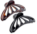 Parcelona French Set of 2 Small Black and Shell Rain Drop 2 3/4 Inch Celluloid Shell Claw Jaw Hair Clip Parcelona