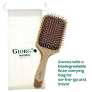 Giorgio Wooden Bristle Paddle Hairbrush, Large Detangling Cushion Brush for Thick Curly or Long Hair, Anti Static, Reduce Frizz and Massage Scalp, Detangler Hair Brush for Women Men and Kids GIORGIO