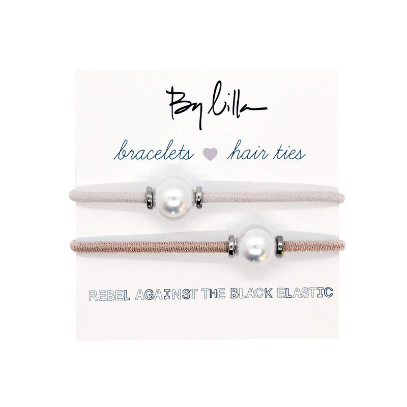 By Lilla Halo Elastic Hair Ties and Bracelets | Set of Two Hair Tie-Bracelets | Hair Accessories for Women | No Crease Hair Ties & Women’s Bracelets | Silver (Rose / Starfish) By Lilla