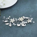 Yean Leaf Bridal Hair Vine Flower Pearl Wedding Hair Piece Rhinestone Hair Accessories for Women and Girls (Silver) Yean