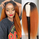 Nadula Italian Yaki Middle Kinky Straight U Part Wig Human Hair 150 Density T30 Ombre Colored Wigs 10A Brazilian Remy Human Hair Wigs Glueless Non Lace Front Wigs for Black Women (24inch) Nadula Store