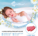 Evridwear Exfoliating Gloves for Shower, 100% Nylon Thick Soft Medium Heavy Bathing Gloves Dead Skin Remover Body Scrubber Smooth Skin with Hang Loop, 1 Pairs (Hot Pink) Evridwear