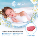 Evridwear Exfoliating Gloves for Shower, 100% Nylon Thick Soft Medium Heavy Bathing Gloves Dead Skin Remover Body Scrubber Smooth Skin with Hang Loop, 1 Pairs (Hot Pink) Evridwear