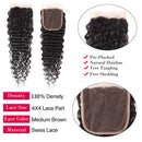 Brazilian Virgin Hair Deep Wave Bundles with Closure 100% Unprocessed Human Hair 3 Bundles with 4x4 Lace Closure Wet and Wavy Bundles with Closure Can Be Dyed and Bleached (18 20 22 24+16) RECIFEYA Store