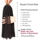 8 Packs Passion Twist Hair 18 Inch Passion Twist Crochet Hair For Black Women Water Wave Crochet Braiding Hair Extensions (1B) Angels Beauty