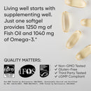 Sports Research Triple Strength Omega 3 Fish Oil - Burpless Fish Oil Supplement w/EPA & DHA Fatty Acids from Single-Source Wild Alaskan Pollock - 1250 mg, 90 ct Infinity Warehouse